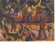 August Macke Riders and walkers at a parkway oil painting